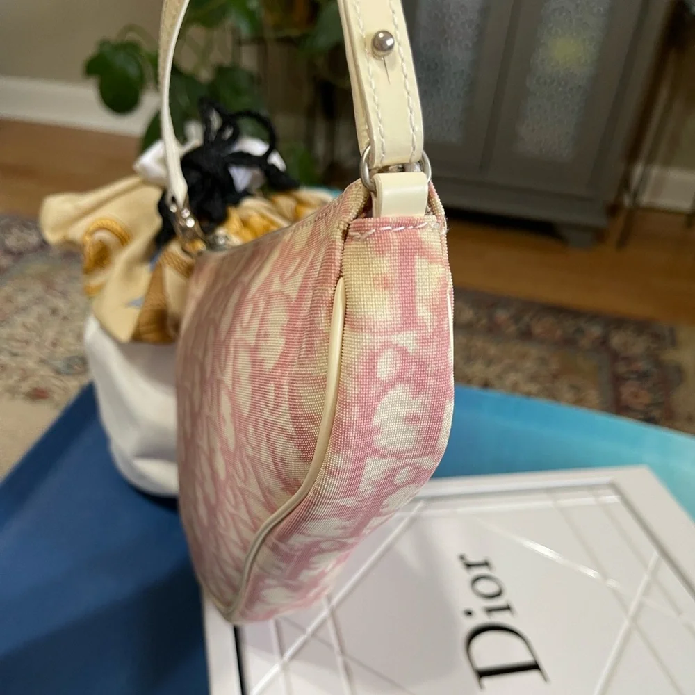 Dior Pink Oblique Logo Mini Canvas Saddle Bag - Picture 11 of 17